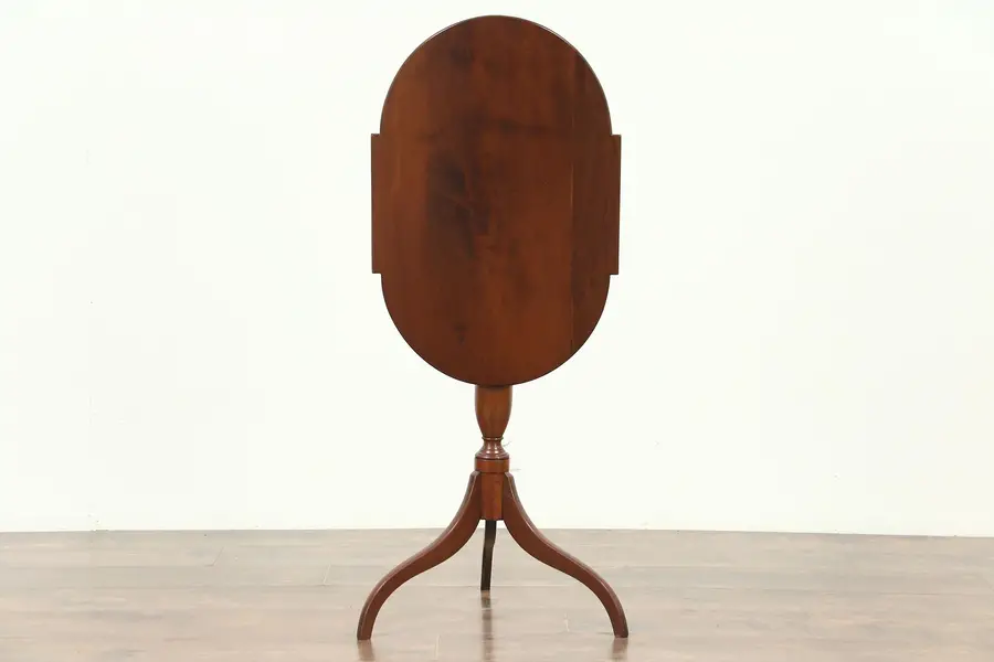 Photo of Hepplewhite 1780 Antique Mahogany Tilt Top Tea Table or Candle Stand
