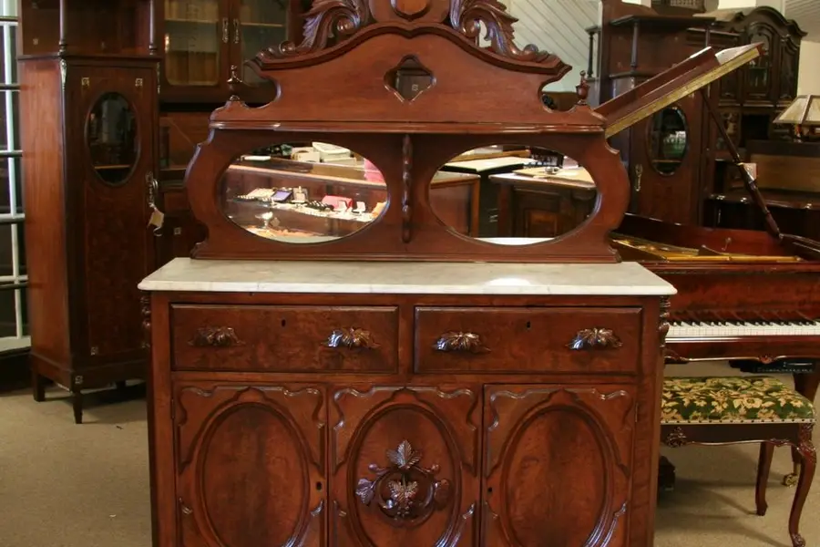 Photo of Victorian 1870's Marble Top and Walnut Sideboard