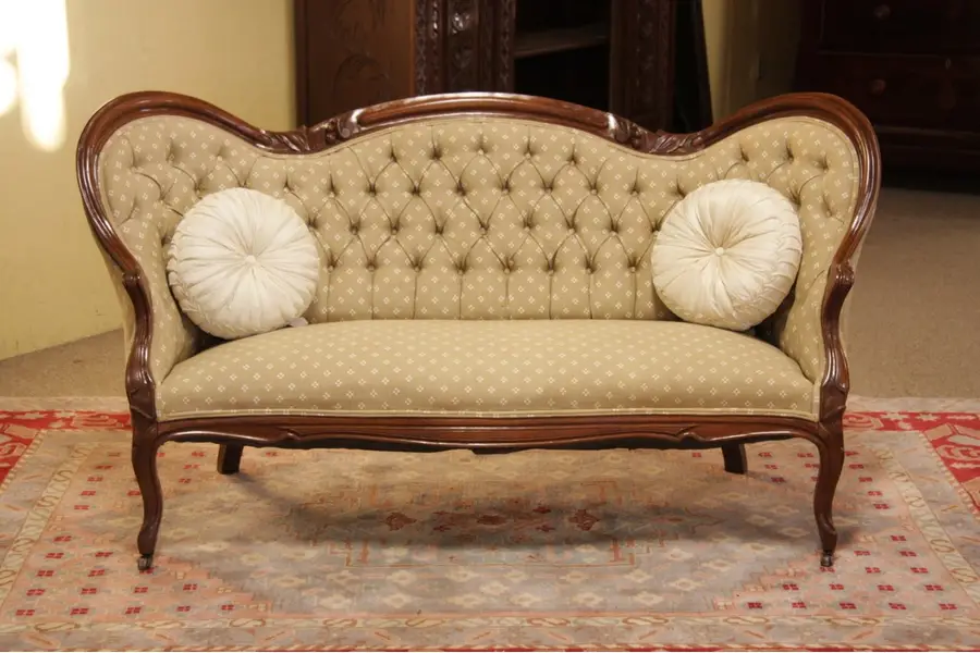 Photo of Victorian 1860 Carved Loveseat or Settee