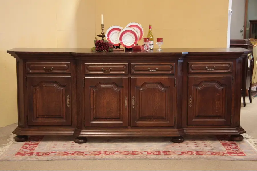 Photo of Oak 9 Foot Long Sideboard, Credenza or Back Bar