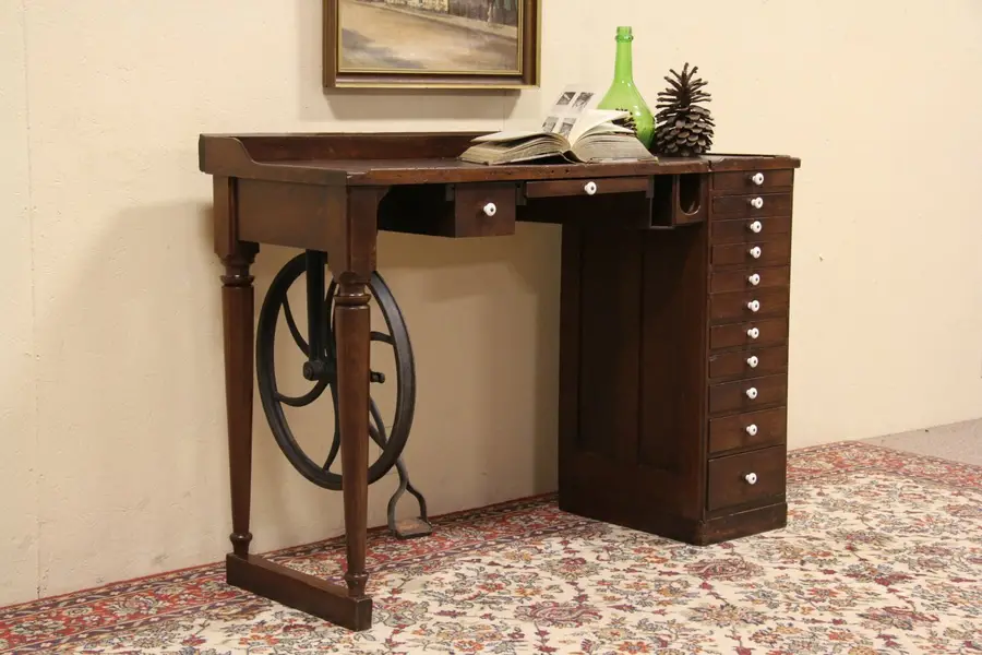 Photo of Watchmaker 1880 Antique 12 Drawer Workbench, Desk