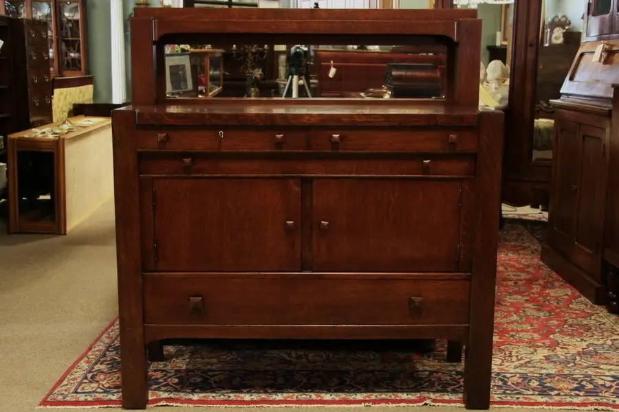 Photo of Arts & Crafts Mission Oak Sideboard, Gallery c1905