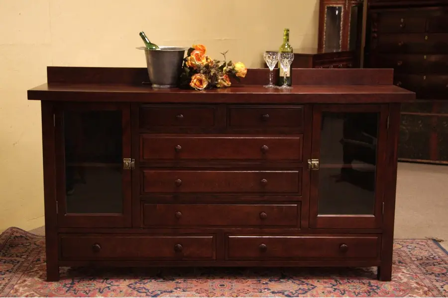 Photo of Arts & Crafts Antique Early 1900 Sideboard Buffet