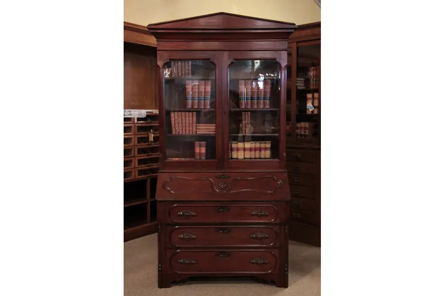 Photo of Victorian Walnut Secretary Desk, Bookcase Top 1875