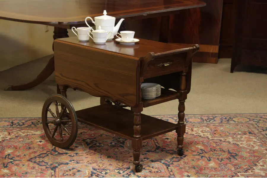 Photo of Amana Colonies Oak Tea Cart or Dessert Trolley