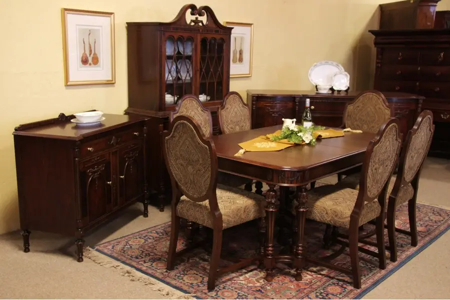 Photo of Carved Antique 1920's 10 Pc. Dining Set