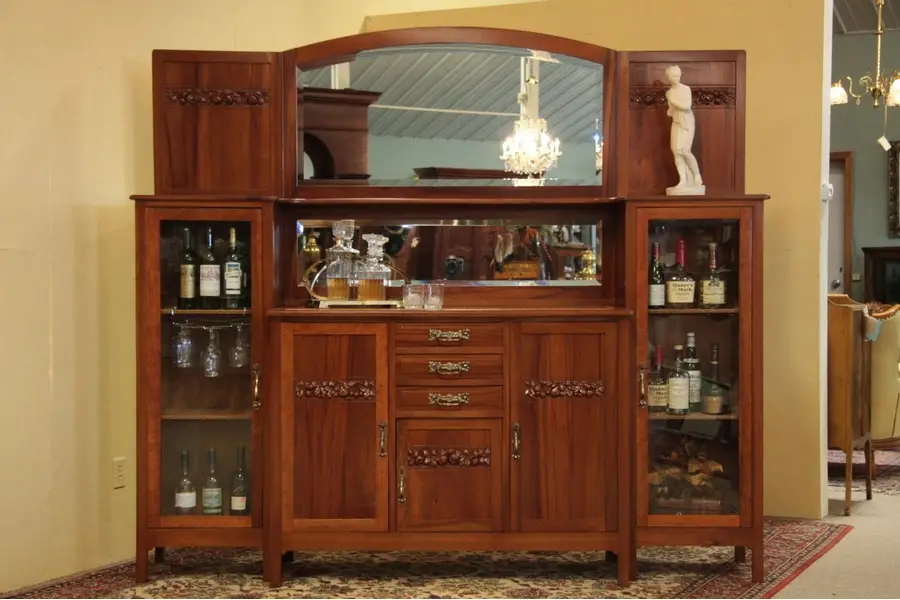 Photo of Art Deco Back Bar or Sideboard, Marble and Mirror