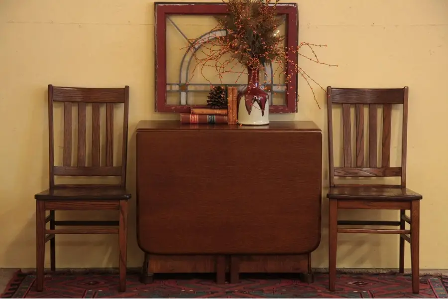 Photo of Art Deco Oak Combo Gateleg Dining Table & Cabinet