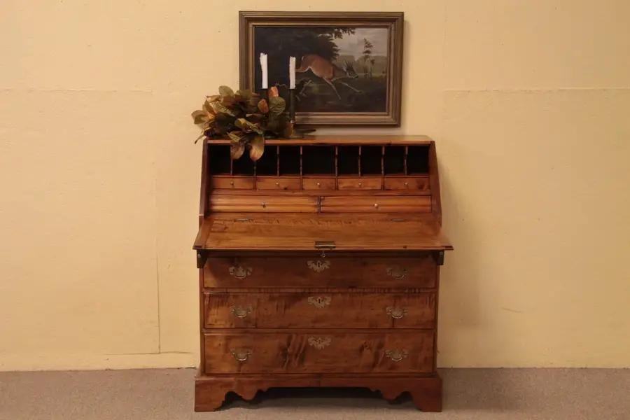 Photo of New England Curly & Tiger Grain Secretary Desk