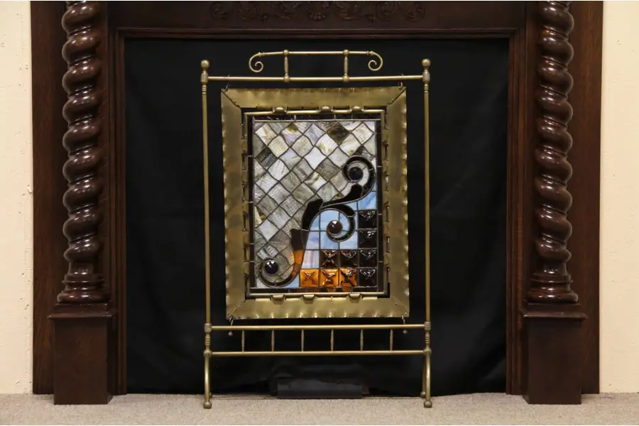 Photo of Stained Glass Fireplace Screen