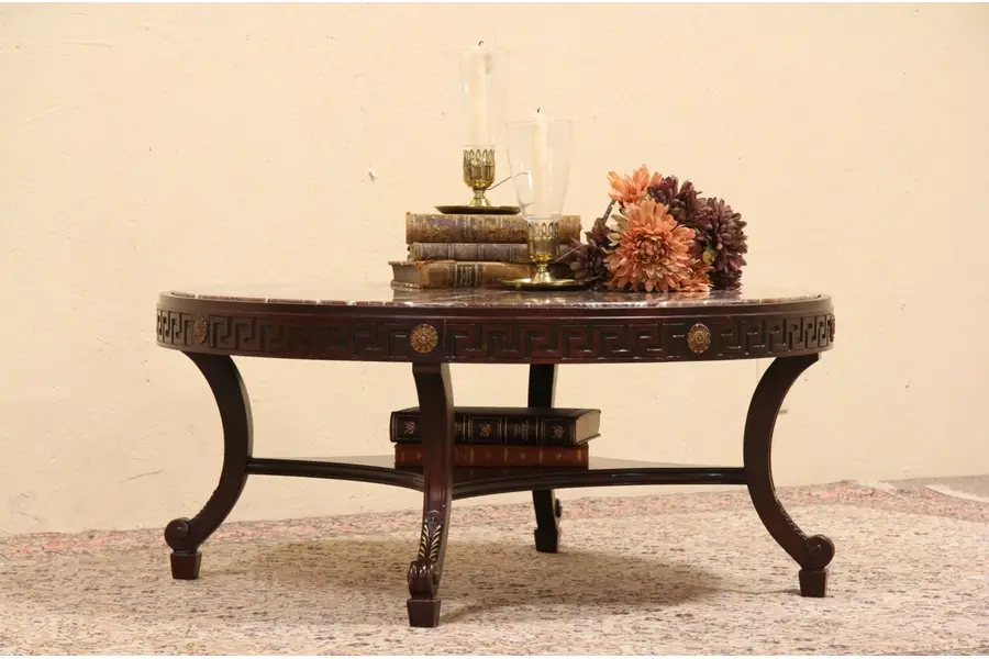 Photo of Round Marble Top Vintage Coffee or Cocktail Table