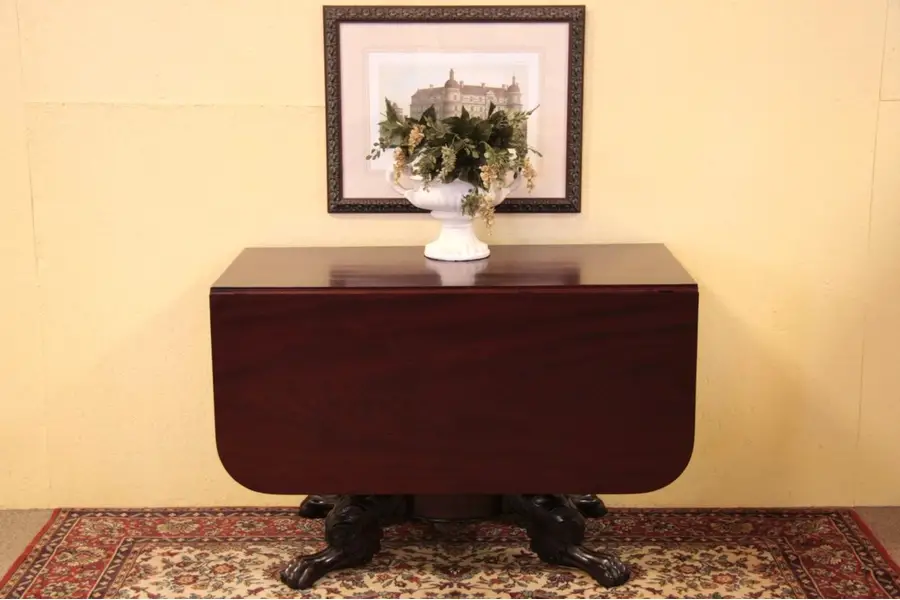 Photo of American Empire 1825 Dining or Sofa Table, Pawfeet