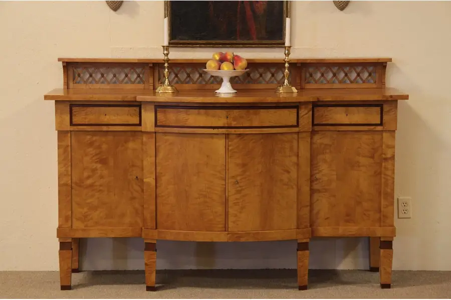 Photo of Biedermeier Curly Birch Sideboard, Buffet, Credenza
