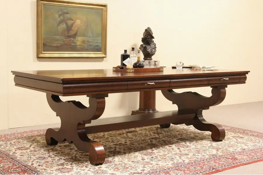 Photo of Oak 1900 Antique Conference, Boardroom or Library Table