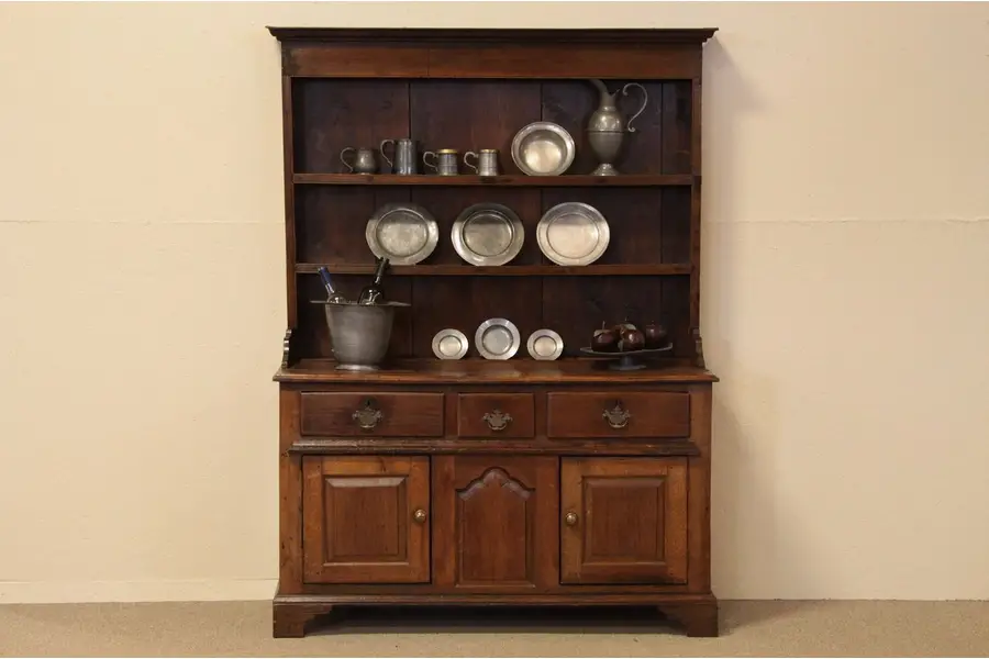 Photo of Oak Welsh Dresser Pewter Cupboard Secret Compartment