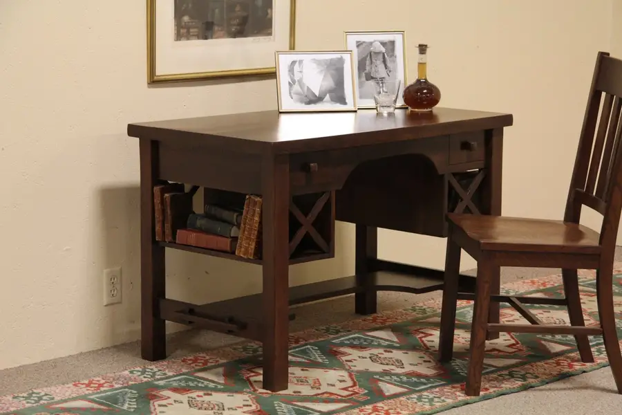 Photo of Arts & Crafts Mission Oak Writing Desk Library Table