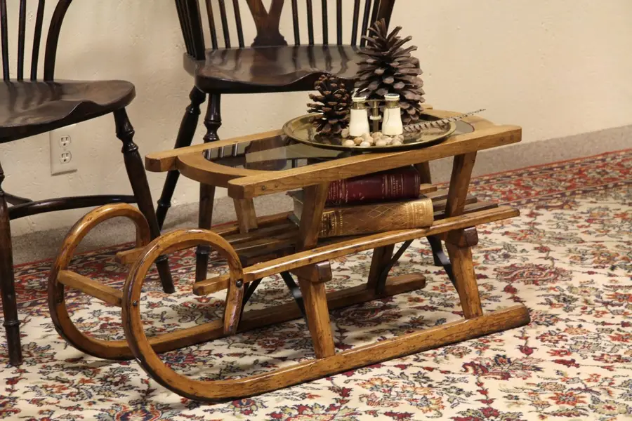 Photo of Antique Child's Sled - now a Coffee Table