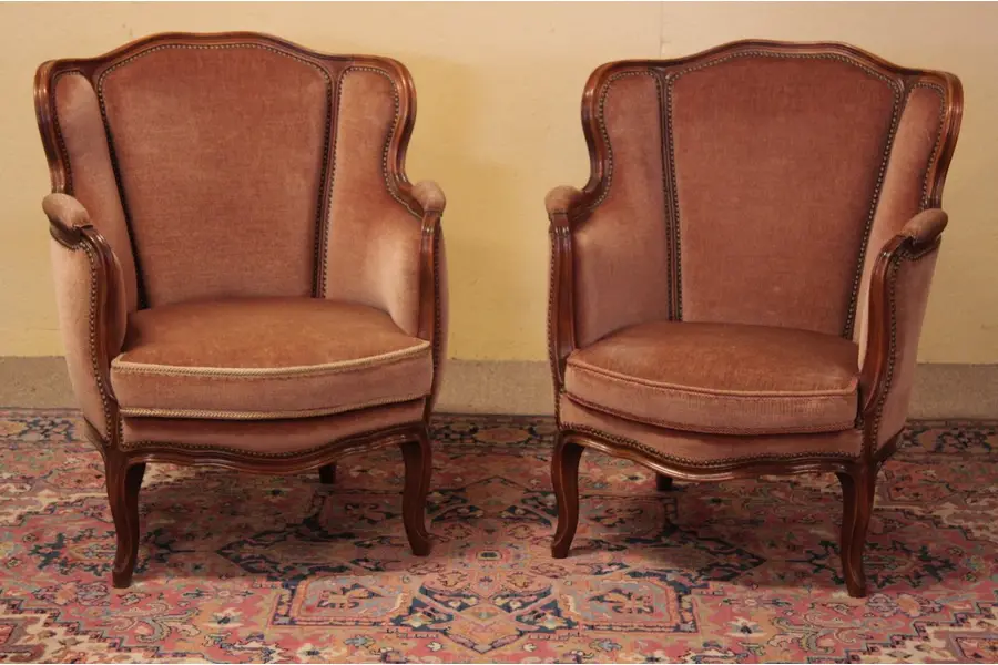 Photo of Country French Pair of Wing Chairs