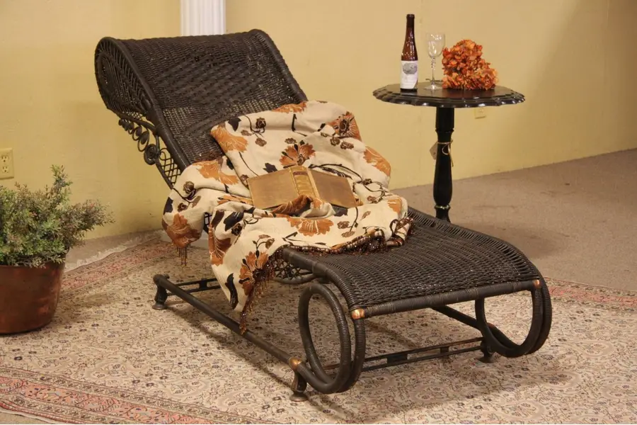 Photo of Victorian Wicker Spring Chaise or Lounge
