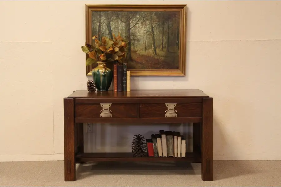 Photo of Arts & Crafts Mission Oak Library, Hall Sofa Table