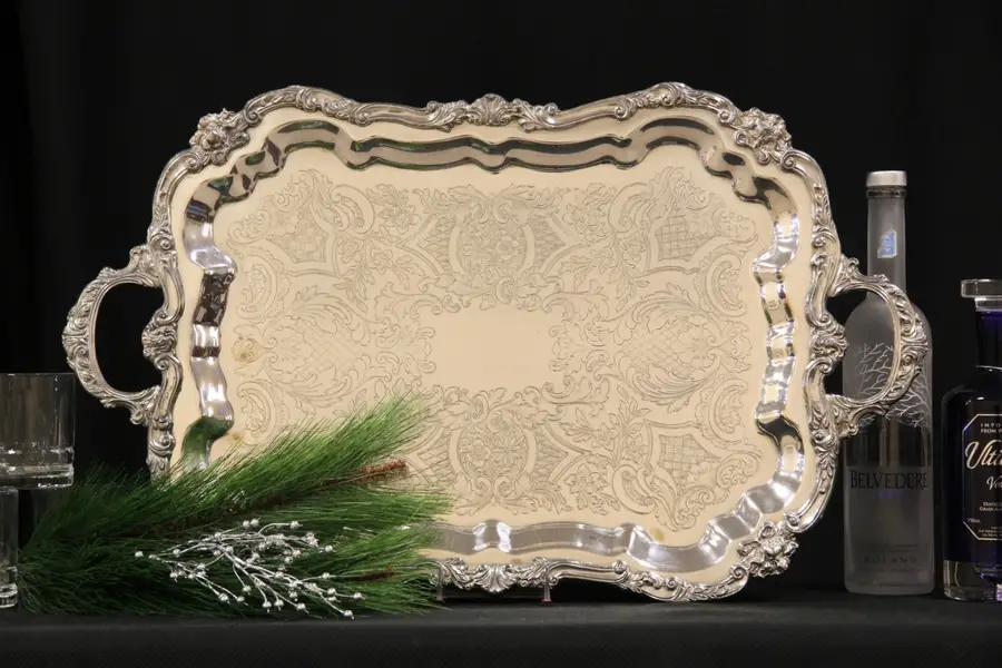 Photo of Butler or Banquet Antique 1930 Georgian Silverplate Tray
