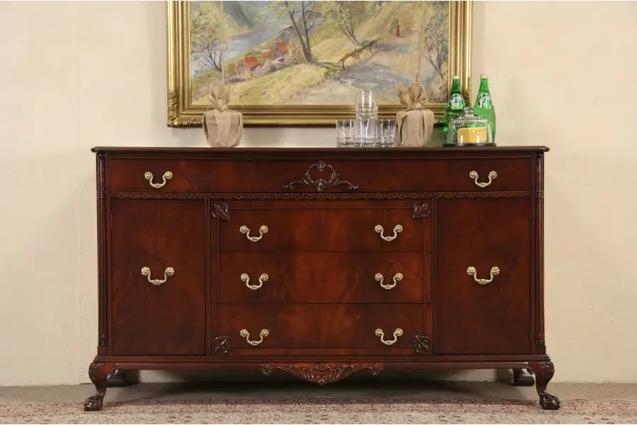 Photo of Georgian Style 1940's Vintage Sideboard, Server or Buffet, Rockford IL