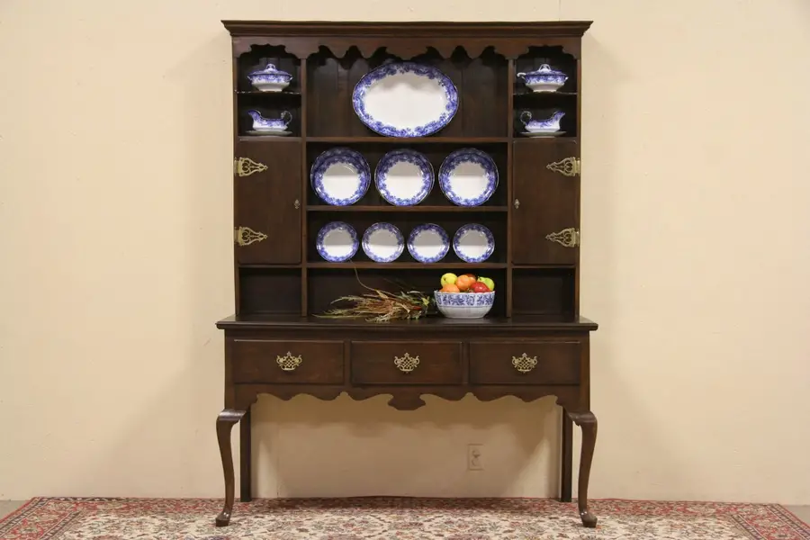 Photo of Oak 1900 Welsh Dresser or Pewter Cupboard