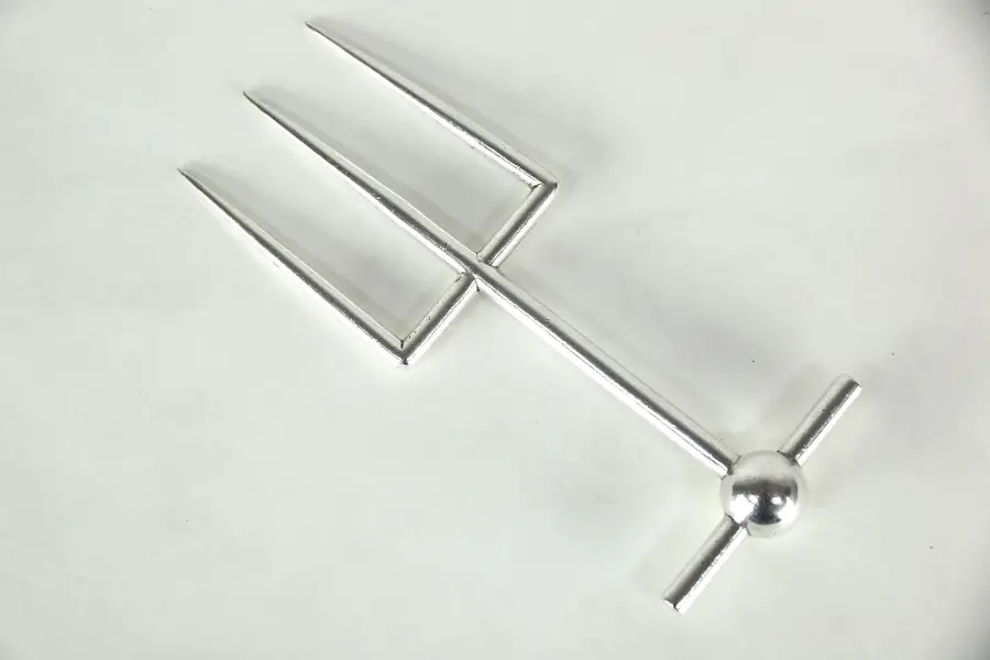 Photo of Silverplate Antique English Roast Carving Fork, Signed WH & S