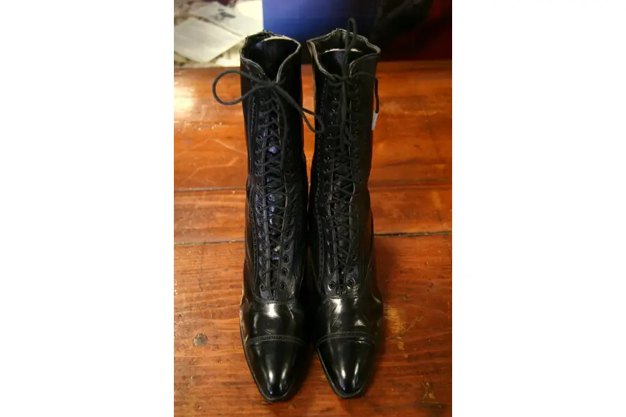 Photo of Pair of Antique Lace Up Womens Leather Boots
