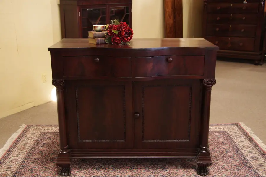 Photo of Empire Mahogany 1830 Sideboard, Paw Feet, Columns