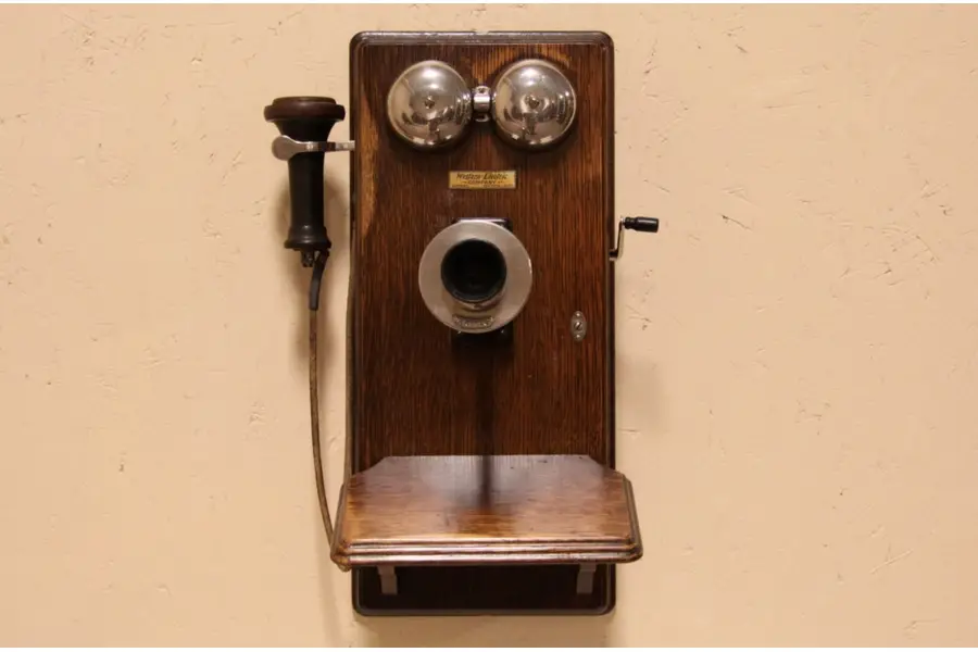 Photo of Oak Crank Wall Telephone Pat. 1894