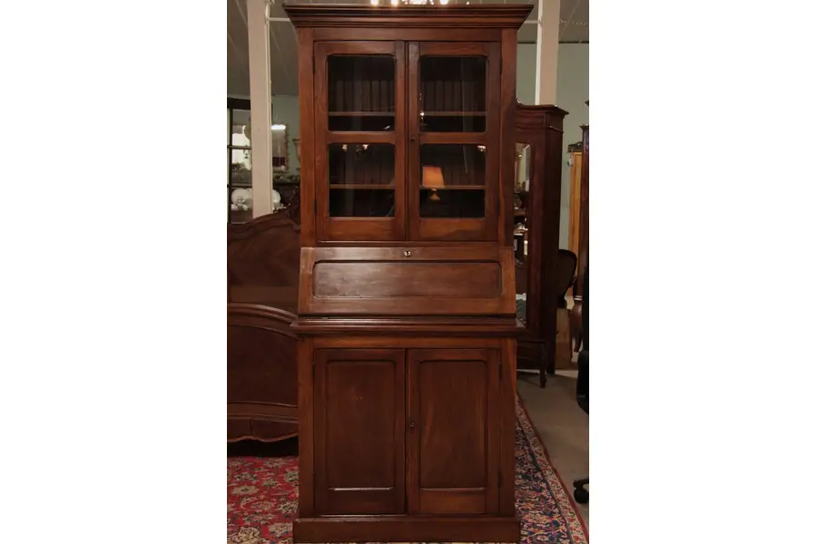 Photo of Victorian Antique Secretary Desk, Bookcase Top