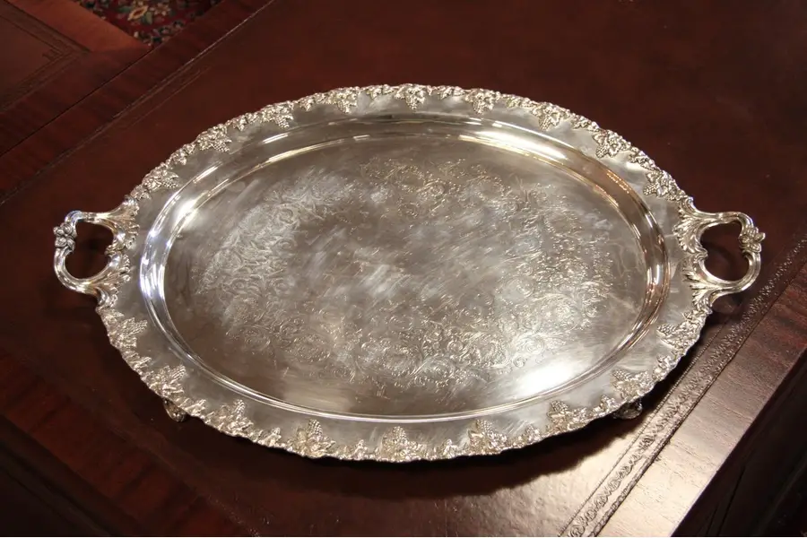 Photo of Silverplate Footed 30" Banquet Tray, Grapes