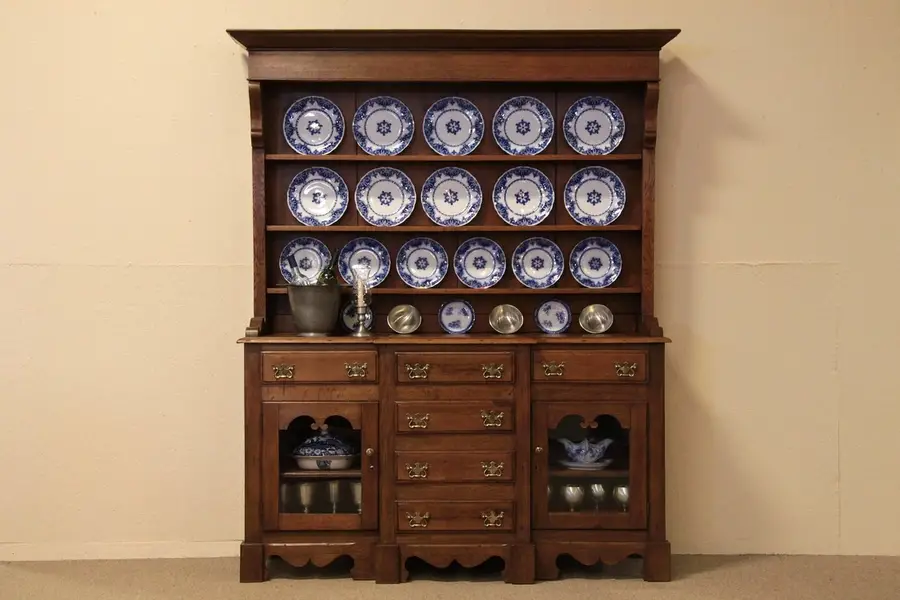 Photo of Antique Welsh Dresser or Pewter Cupboard, Oak & Pine