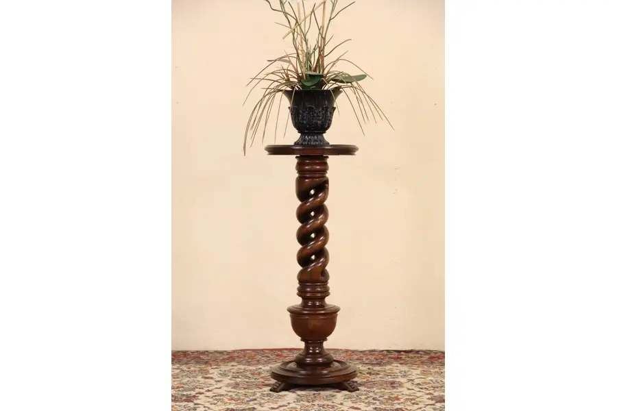 Photo of Pedestal or Plant Stand, 1900 Antique Spiral Column