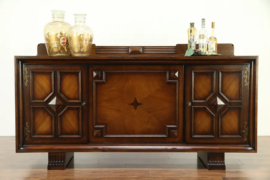 Photo of Art Deco Vintage Scandinavian Sideboard TV Console Oak & Ebony