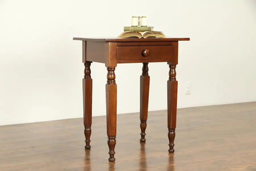 Photo of Victorian Antique 1860 Cherry Lamp Table or Nightstand