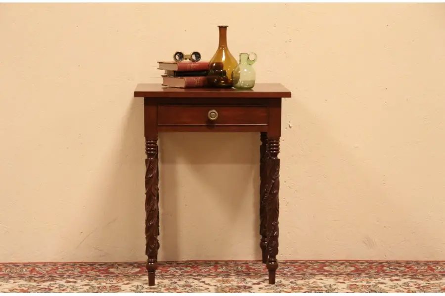 Photo of Empire Cherry Acanthus Carved 1825 Antique Table