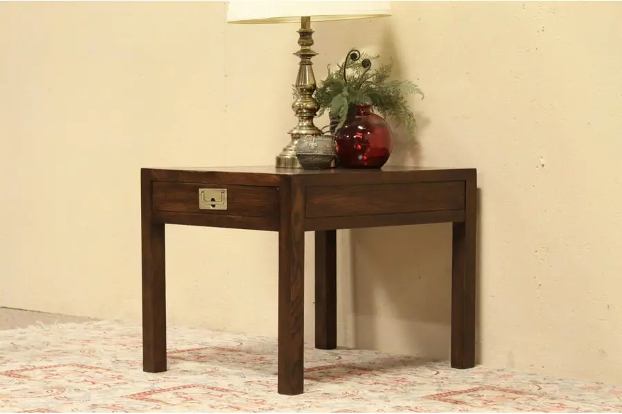 Photo of Henredon Campaign Rectangular End Table