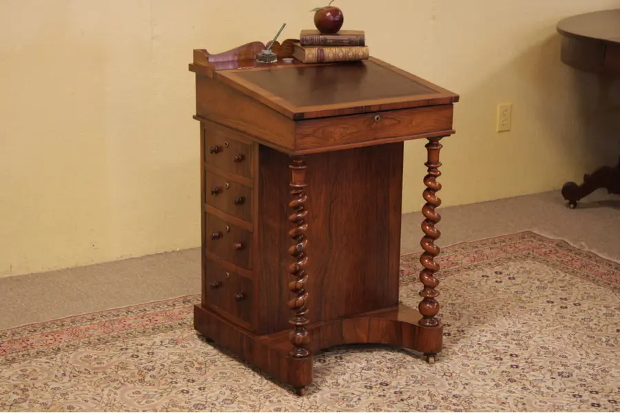 Photo of Victorian Rosewood Ship Captain's or Davenport Desk