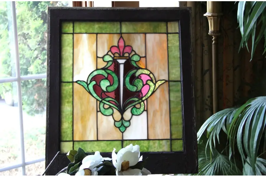 Photo of Victorian Stained Glass Fleur de Lis Window