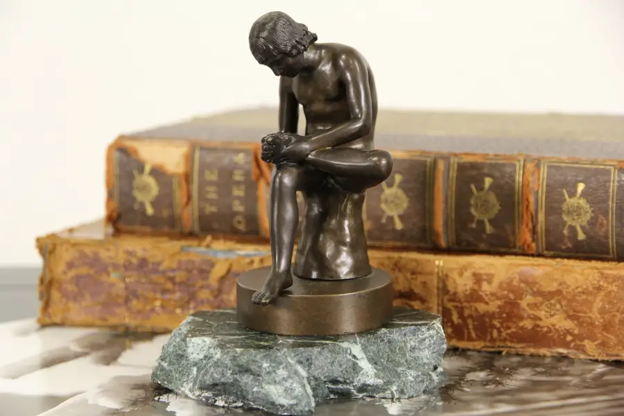 Photo of Boy With Thorn, Antique Bronze 1900 Sculpture after Roman Original