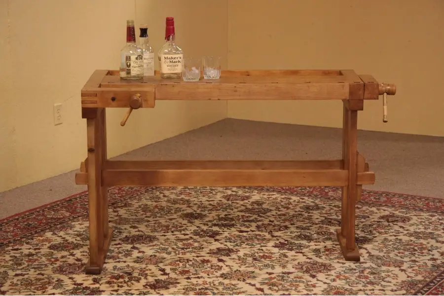 Photo of Maple Woodworking Bench, Kitchen Island Wine Table