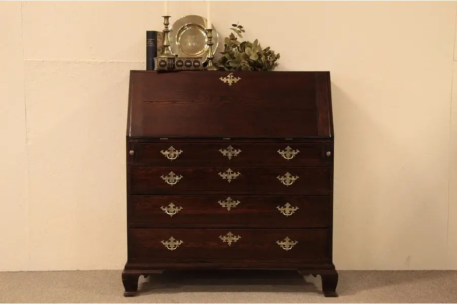 Photo of Victorian Oak 1880 Secretary Desk, Secret Drawers