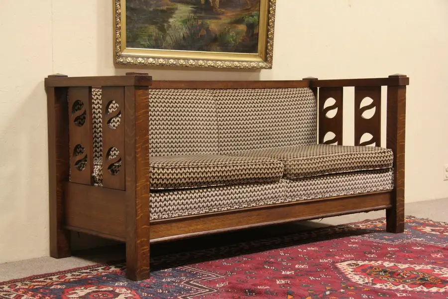 Photo of Art & Crafts Mission Oak 1905 Antique Sofa