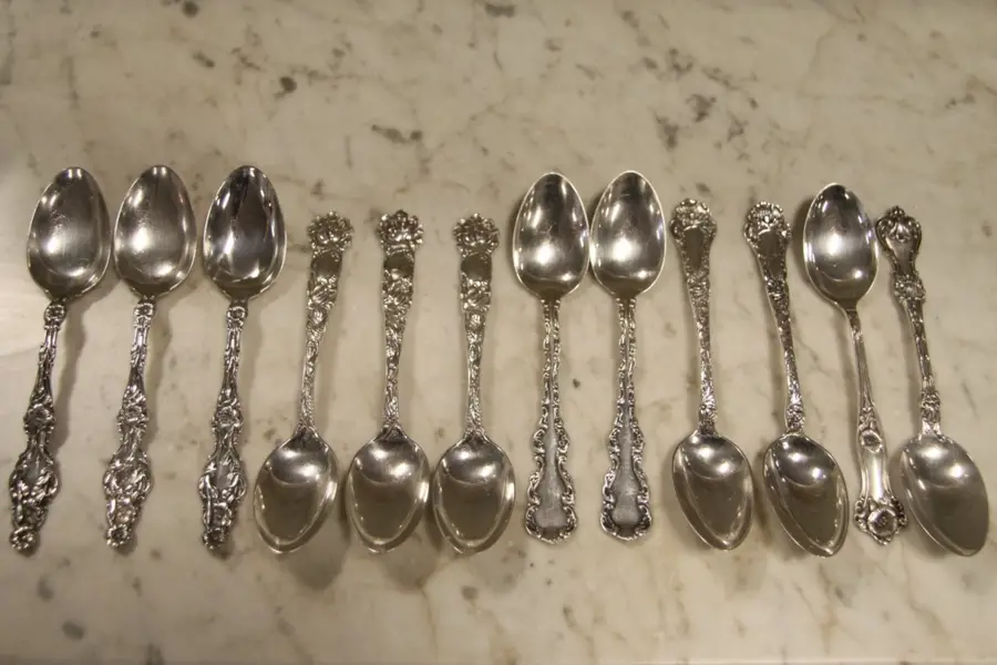 Photo of Group of 12 Sterling Silver Antique 1900 era Teaspoons