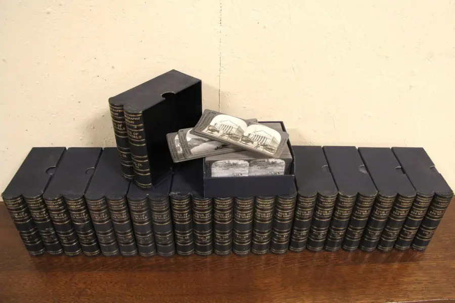 Photo of Keystone Stereoscope Tour of The World Stereo Views, 24 Vol. Leather Boxes