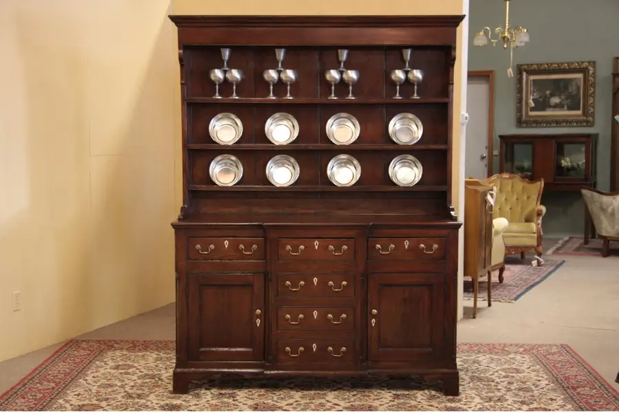 Photo of Georgian Pine Antique Welsh Dresser, Pewter Cupboard