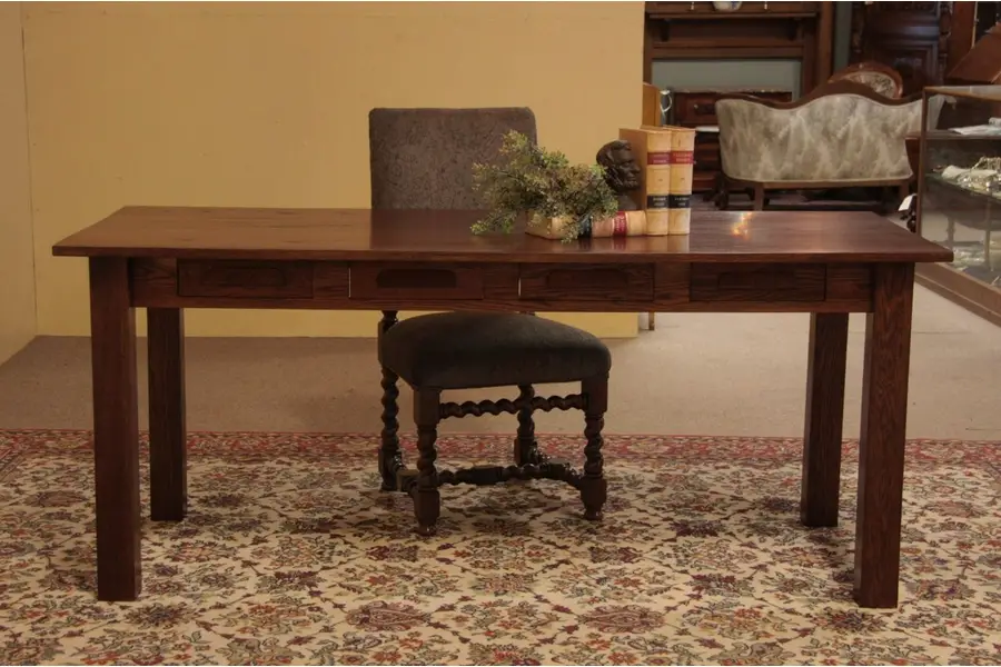Photo of Mission Oak Schoolhouse Library Table, Writing Desk