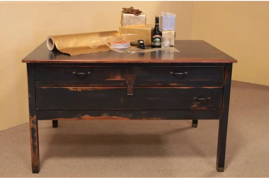 Photo of Antique Kitchen Island Wrapping or Drawing Counter